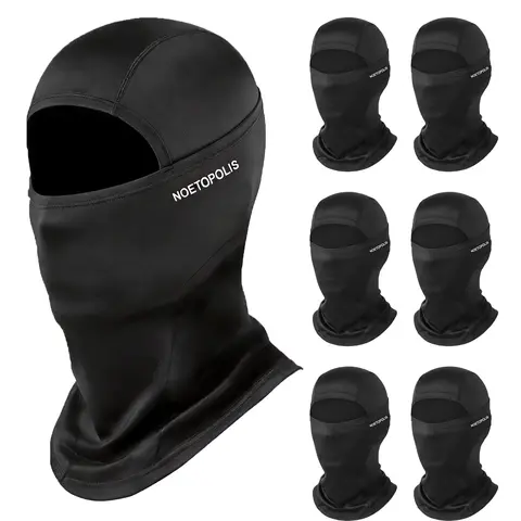 Men's 6-Pack Windproof Black Balaclava - Motorcycle Dirtbike Accessory Protective Gear, 2026 Summer UV Cooling Neck Gaiter, Lightweight Breathable Ski Mask for Camping, Daily Commutes, One Size