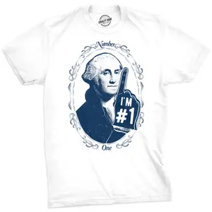 Mens George Washington Number 1 T Shirt Funny 4th Of July Tee for Guys Mens Funny T Shirts Cool Vintage Fashion T-Shirt Gift Classic Menswear Patriotic Apparel for Men Novelty Tees for Guys White