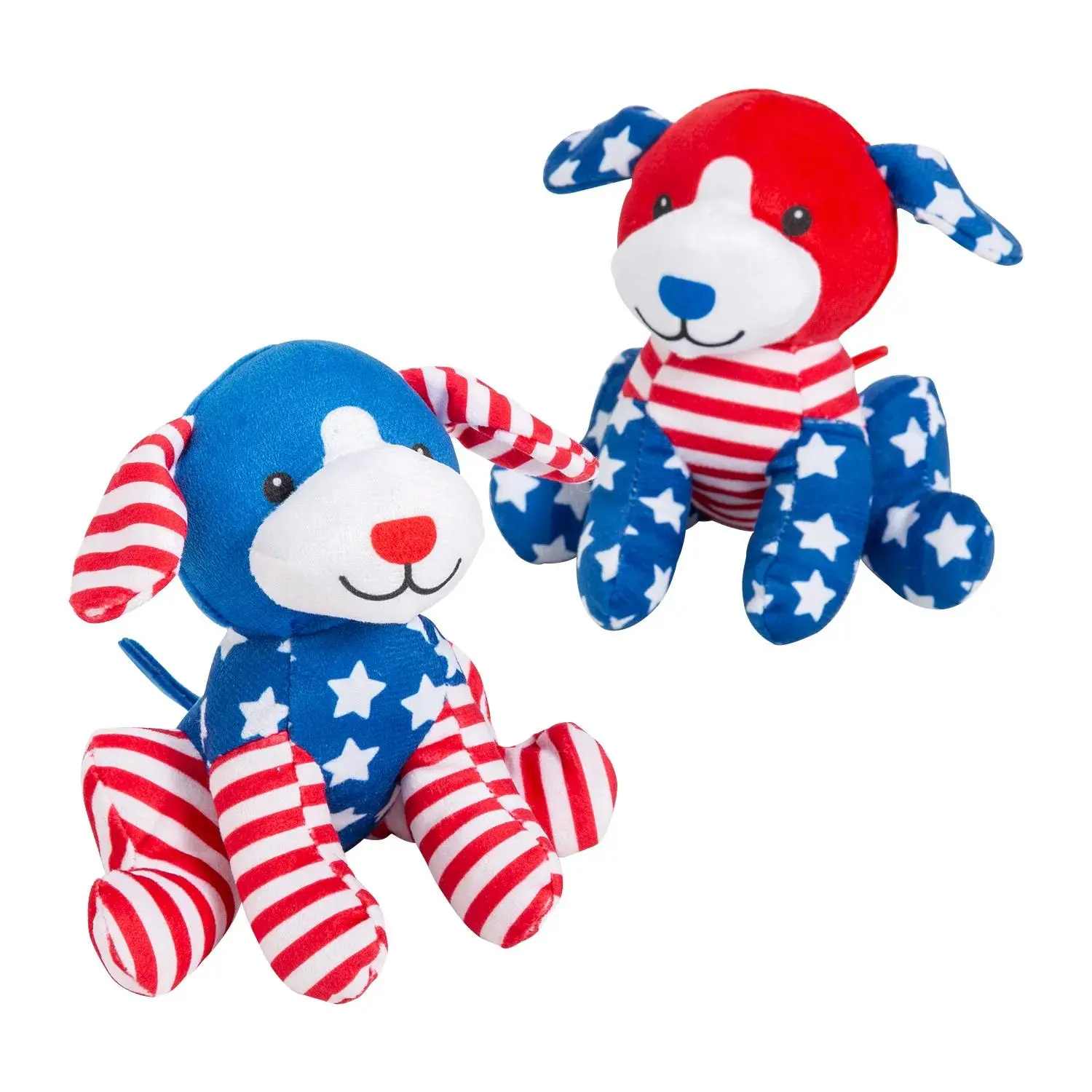 Patriotic Stars & Stripes Stuffed Dogs - 12 Pc.