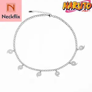 Ninja Magatama Pendant Necklace, Sharingan Style Charm, Anime Inspired Jewelry for Men Women