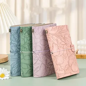 A6 Leather Cover Notebook, 1/2/3/5 Counts Portable Strap Notebook, Stationery Supplies for Home School Office Dormitory Outdoor