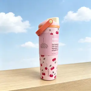 Owala FreeSip Insulated Stainless Steel Straw Water Bottle, BPA-Free Safe and Worry-Free Sports Water Bottle, Travel Essential, 30 oz, Cherry Series Handheld Cup fathersdaygift