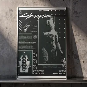 Cyberpunk "Wrong City, Wrong People" Poster – Futuristic Sci-Fi Wall Art, Dystopian Cyberpunk Print for Home Decor, Gaming Setup