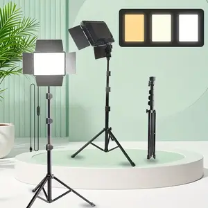 1-Pack LED Video Light Kit, Studio Light with Light Barndoor, Upgrade 2800-7000K Dimmable Photography Lighting for Video Recording, 60'' Tripod for Streaming, YouTube, Make Up, TikTok, etc#valentine's day#Spring Break
