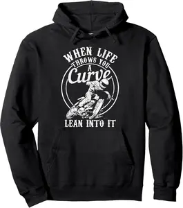 Motorcycle Life Throws You A Curve Lean Into It Racing Biker Pullover Hoodie