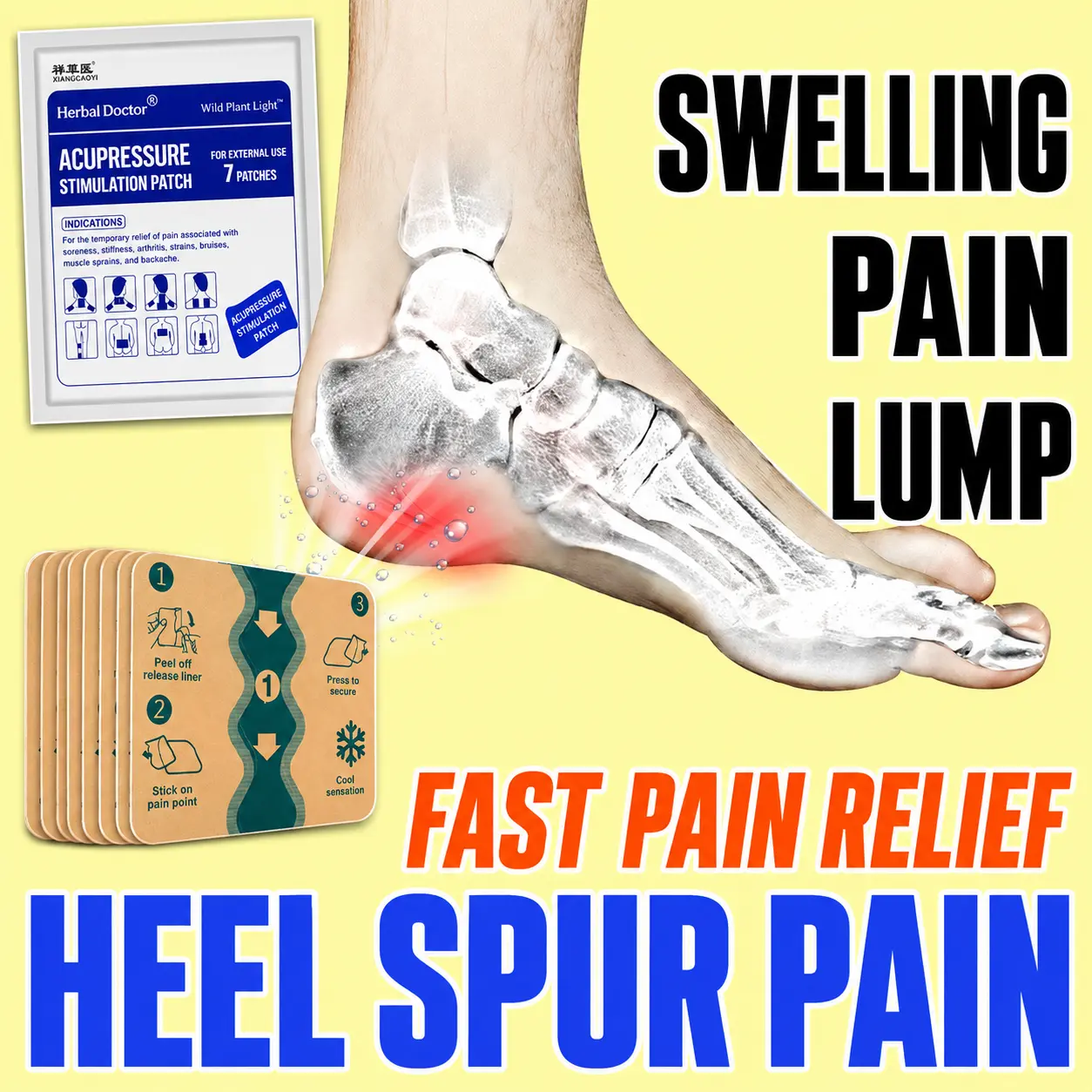 3-Pack Foot Care Patches — Relieves heel pain and fascia strain, soothes stiffness and soreness on the soles of feet, skin-friendly, breathable, easy to apply—daily foot care soothing patches