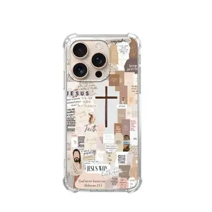 Christian Aesthetic Smartphone Casing, Anti-Yellowing TPU Full Protection Cellphone Case for iPhone 11-17 Series, Jesus Cross Design Handheld Accessories for iPhone 16 Pro, 17 Pro Max, Stylish Giftable Cover
