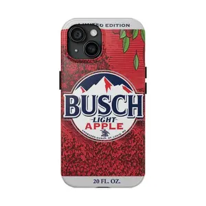 Busch L!ght Apple Tough Phone Case- A tough- dual-layer phone case with a protective design- a great accessory for fans of the brand- This hard case offers reliable protection and a cool aesthetic