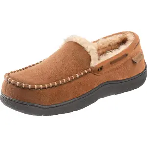 Men's Moccasin Slippers Memory Foam House Shoes, Indoor and Outdoor Warm Loafer Slippers