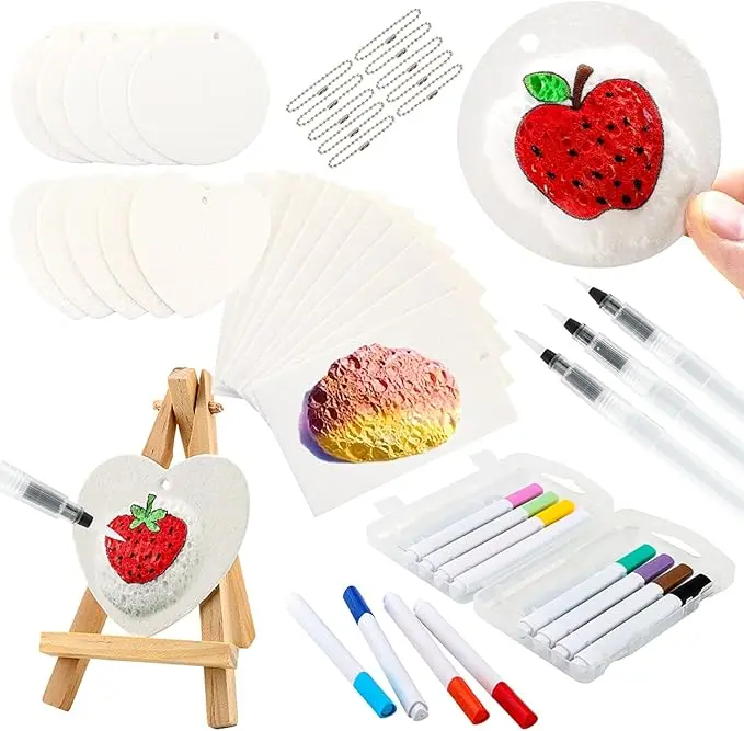 3D Magic Foam Texture Painting Kit - Full Set Kid-Friendly Entry-Level Painting Learning Toy for Students, 0-Base & Ultra Beginner Friendly, Washable Assorted Colors & Colored Supplies, 10 Pearl Chains, 12-Color Marker