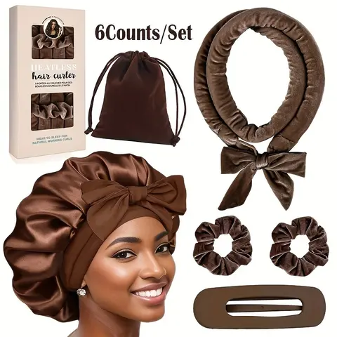 6 Piece Heatless Curling Set, Sleep Fashionably, Wake Up with Stunning Curls, Recyclable Roll Comb, Perfect for Friday Sale! Heatless Hair Curler, Heatless Styling Tools