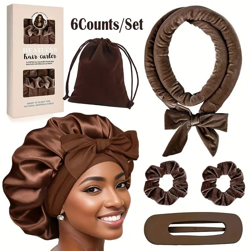 6 Piece Heatless Curling Set, Sleep Fashionably, Wake Up with Stunning Curls, Recyclable Roll Comb, Perfect for Friday Sale! Heatless Hair Curler, Heatless Styling Tools