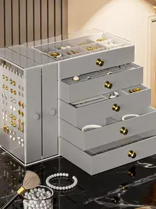 Acrylic Jewelry Storage Box, Large Capacity Transparent Organizer, Earrings Rings Necklaces Display Rack, 1pc Jewelry Holder