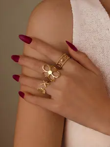 3-Piece Starfish Shell Adjustable Ring Set, Perfect for Women, Beach Vacation, Mother's Day Gift, Friend and Girlfriend Gift
