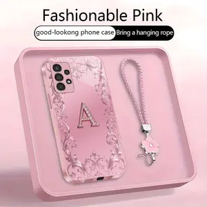 Suitable for [Galaxy A13 5g] high-end women's phone case🥰，free four-leaf clover lanyard included—choose any one of the 26 letters. Drop-resistant and fingerprint-proof. YM99
