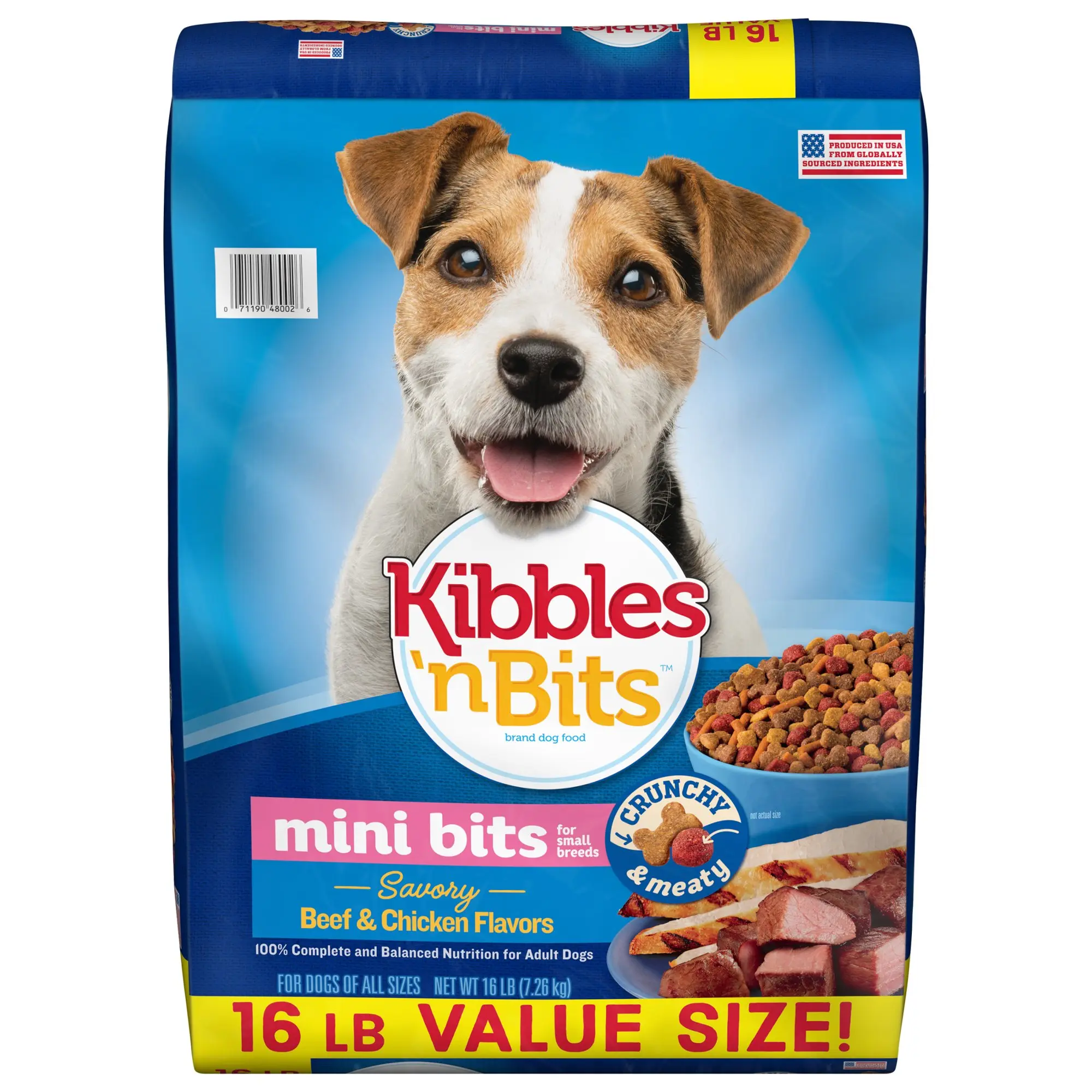 Kibbles ‘n Bits Mini Bits Small Breed Dry Dog Food Savory Beef & Chicken Flavors, 16 lb. Bag