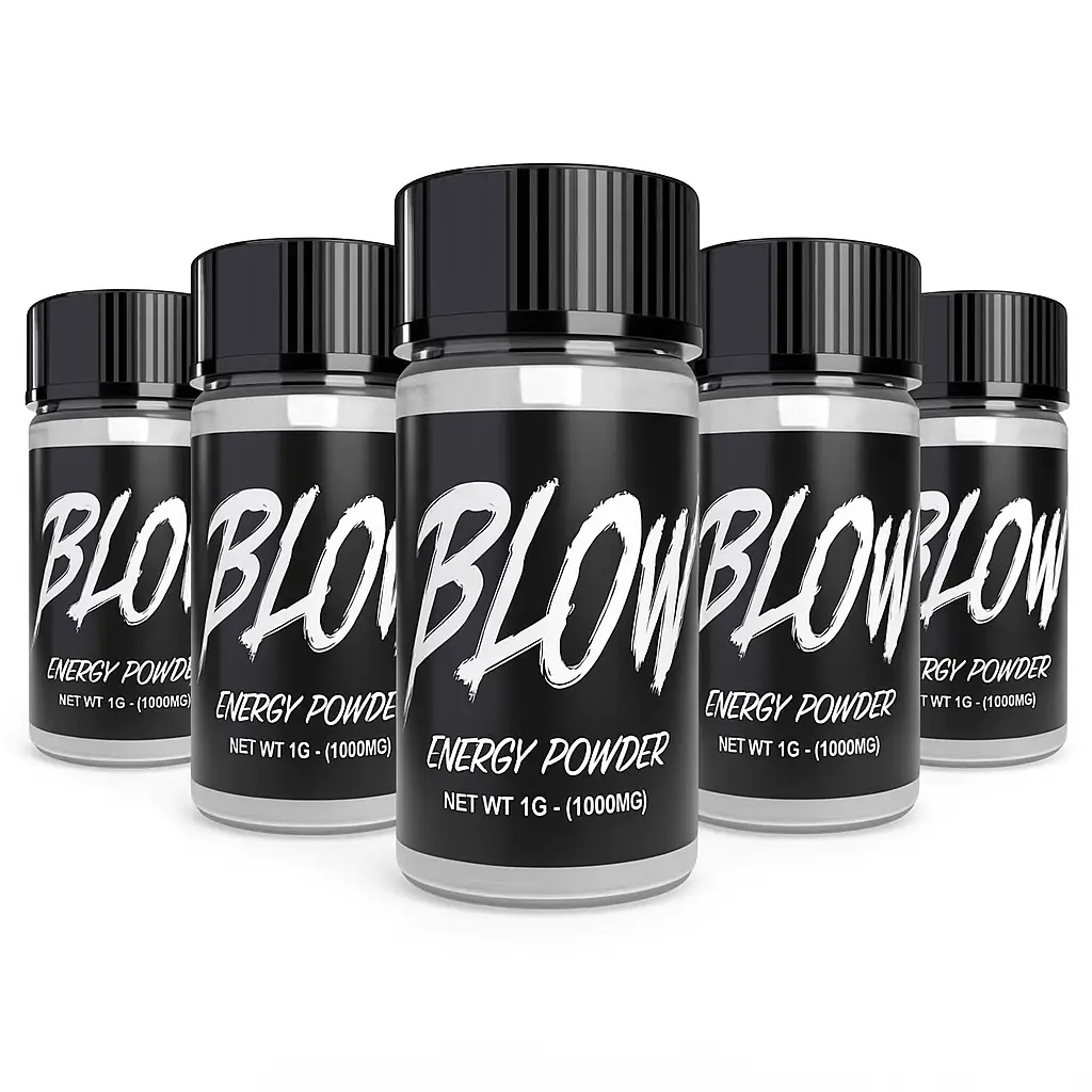 Blow Energy - 1g - 5 Pack - 400mg Caffeine Per Container - Pre-Workout Powder En...