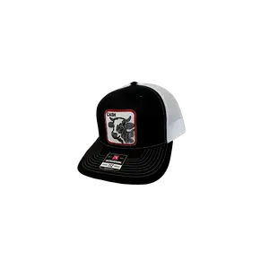 RichieBee Adjustable Embroidered Polyester Snapback Trucker Hat - Chic Clothes Accessory, Cow Cash Patch, Black & White, Comfortable Design