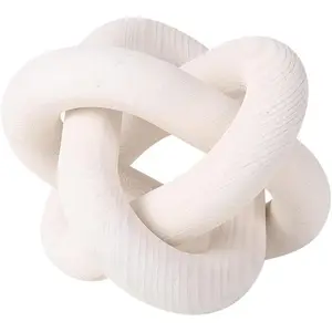 Knot Chain Link Decor - 3 Link Boho Wooden Hand Carved Decorative Wooden Links Knots for Coffee Table Entryway Modern Farmhouse Shelf Decoration