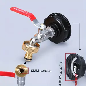 1pc, 1000L IBC Water Tank Adapter Ton Barrel Fittings Faucet S60*6 2.54/5.08cm Metal Tap Pipe Fittings Garden Hose Replacement Tools Connector Water Pipe Quick Connection