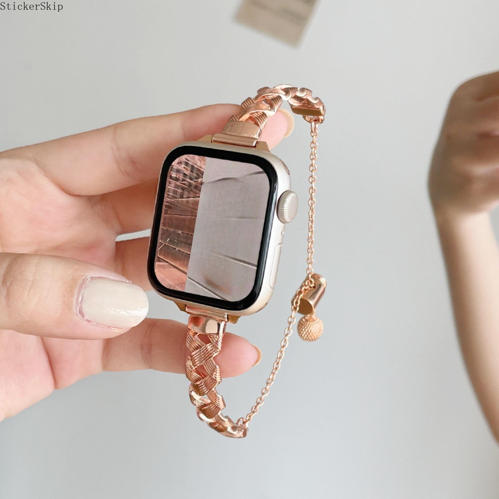 2026 Apple Watch Band, Braided Leather Chain Strap with Safety Chain, Gothic Punk Style iWatch Wristband for Series 10 9 8 7 6 5 4 SE Ultra, Adjustable Luxury Replacement Strap for Daily Wear & Night Out 2026 Apple Watch Band, Braided Leather Chain Strap with Safety Chain, Gothic Punk Style iWatch Wristband for Series 10 9 8 7 6 5 4 SE Ultra, Adjustable Luxury Replacement Strap for Daily Wear & Night Out