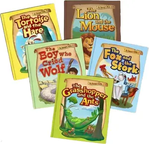 ABCmouse Aesop Fables Readers Series 1 Story Time Bundle: 5-Pack Hardcover Books for Ages 2+, Includes: The Boy Who Cried Wolf, The Fox and The Stork, Grasshopper and Ants, and 2 More