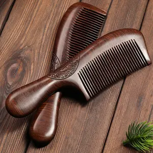 [Elegant Design] Elegant wooden comb - double-sided engraved five-tooth design, smooth surface, suitable for dry hair styling