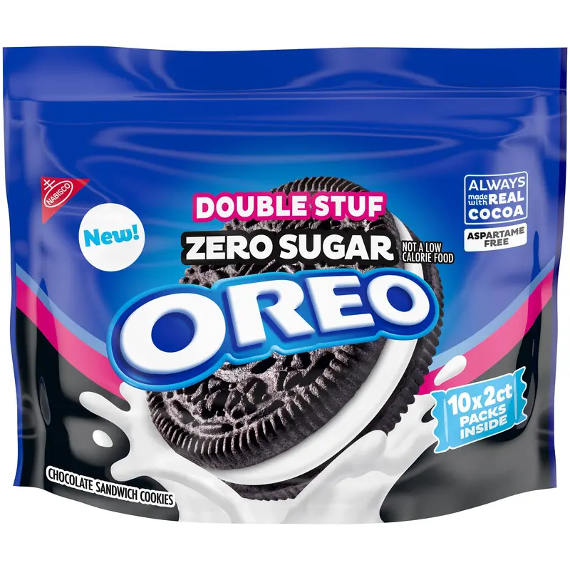 OREO Double Stuf Zero Sugar Chocolate Sandwich Cookies, 10 Snack Packs
