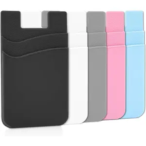 Phone Wallet, Card Holder for Back of Phone Stick on Phone Cases Great Storage Compatible for iPhone/Android/Samsung Galaxy Silicone Cover
