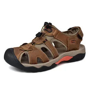 Men's Sport Sandals Outdoor Hiking Leather Closed Toe Sandals Athletic Lightweight Summer Walking Casual Sandals