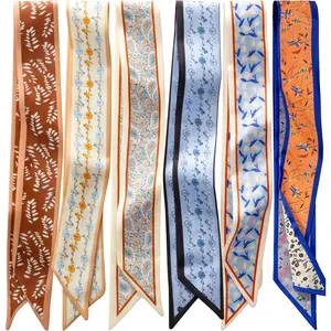 ZXZH 6 Pack Fashion Scarves for Women, Versatile Boho Head Scarf, Satin Scarf for Hair, Neck, Wrist, and Purse Accessories