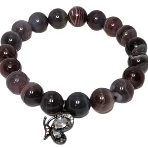 Natural Botswana Red Brown Agate 10mm Length is 7" stretch bracelet