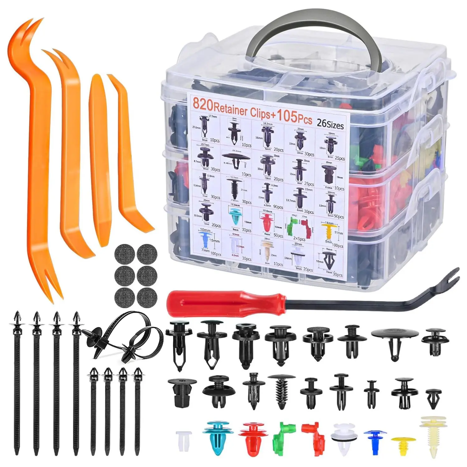 925pcs Car Bumper Retainer Clips Plastic Rivets Fasteners Tailgate Rod Clip, 26 Most Popular Sizes Auto Push Pin Rivets Set car push professional car