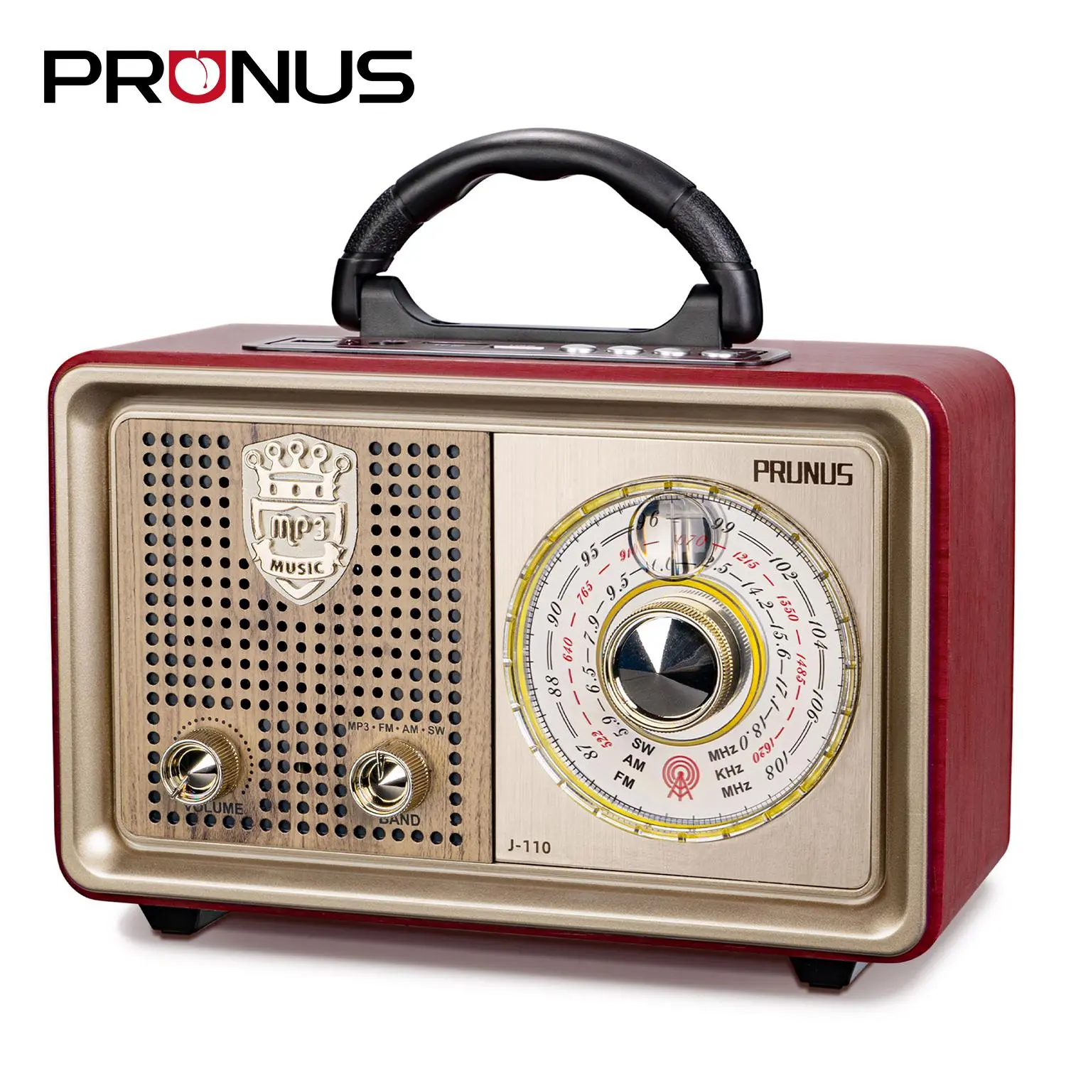 PRUNUS J-110 Radio Portable AM FM, Transistor Radio Plug in Wall AC Power | Battery Powered & Rechargeable for Emergency,&Outdoor and Home,Vintage Radio with Bluetooth, Gift for Mom
