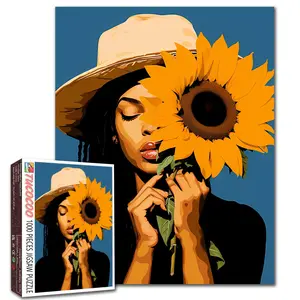 Tucocoo Sunflower Mask Woman Art 1000 Pieces Jigsaw Puzzle for Adults Mysterious Day of the Dead Style Stress Relief Brain Challenge Wall Decoration Gift 27.5x20inch(70x50cm)