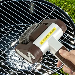 Electric BBQ Grill Cleaner Brush, USB Rechargeable Portable Home Oil Stain Remover, Stainless Steel Wire Electric BBQ Brush with Lighting