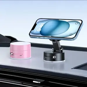 VIWAVE Car Phone Mount, Magnetic Suction & Vacuum Suction, Retractable & Foldable Support Arm, Suitable for Any Flat Surface, for iPhone and All Smartphone