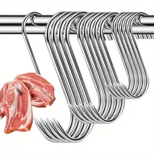 9PCS Stainless Steel Meat Hanging Hooks Butcher Hook for BBQ Pork Sausage Bacon Hams Duck Turkey Smoker Curing Roast