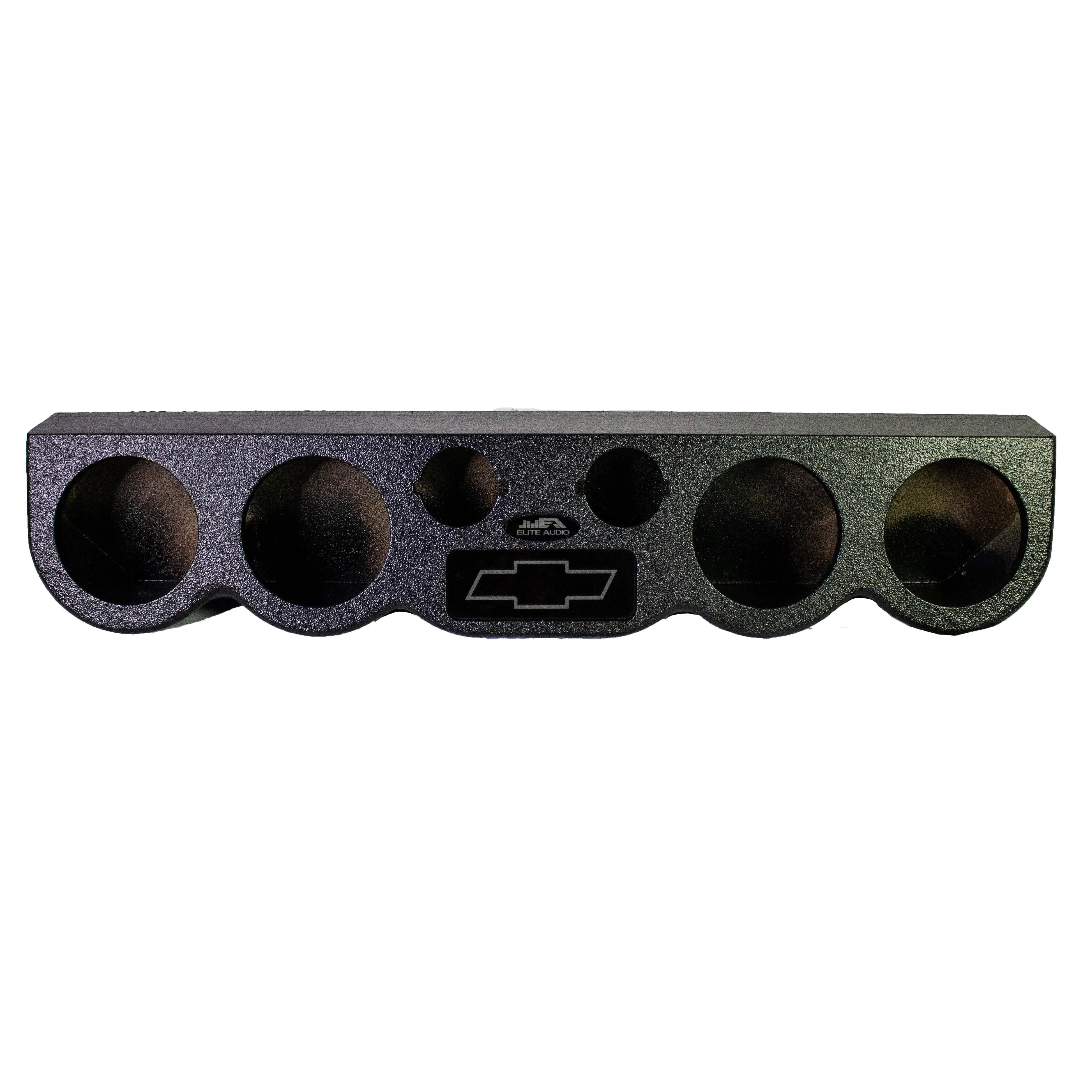 Elite Audio Universal Car Audio Enclosure - 38in Car Stereo Upgrade Roof Rack/Panel, Fits 4x6.5in Mid-Range Loudspeakers, 2x3.8in Tweeters, Classic Black with Chevy Logo