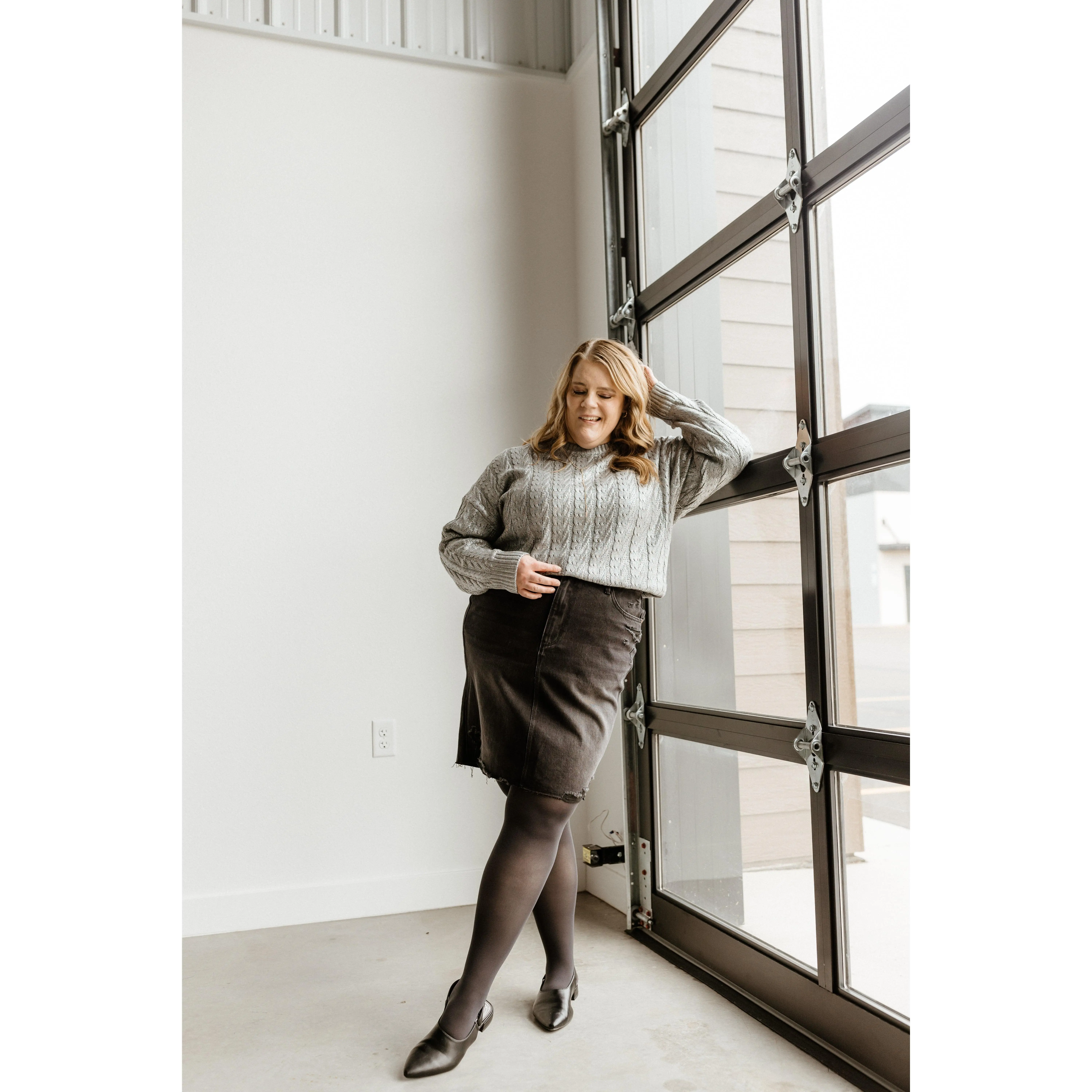 Women's Plus Size Dark Grey Opaque Full Length Tights - Smooth Nylon Elastane Fabric, Flexible Fit for Tall Women, Nontoxic, Moisture-Wicking, Antistatic, Durable, Flat Feet Comfort, Plain Casual, Hand Wash, Day & All-Season Wear