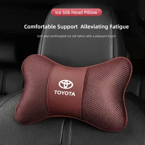 1Pcs Car Seat Headrest Ice Silk Neck Pillow Support Soft Pad For Toyota 86 Mirai Supra Prado Alphard Crown Vellfire Sequoia Venza Avalon Prius Camry Yaris RAV4 Highlander Sienna Reiz Auris Harrier Fortuner CHR