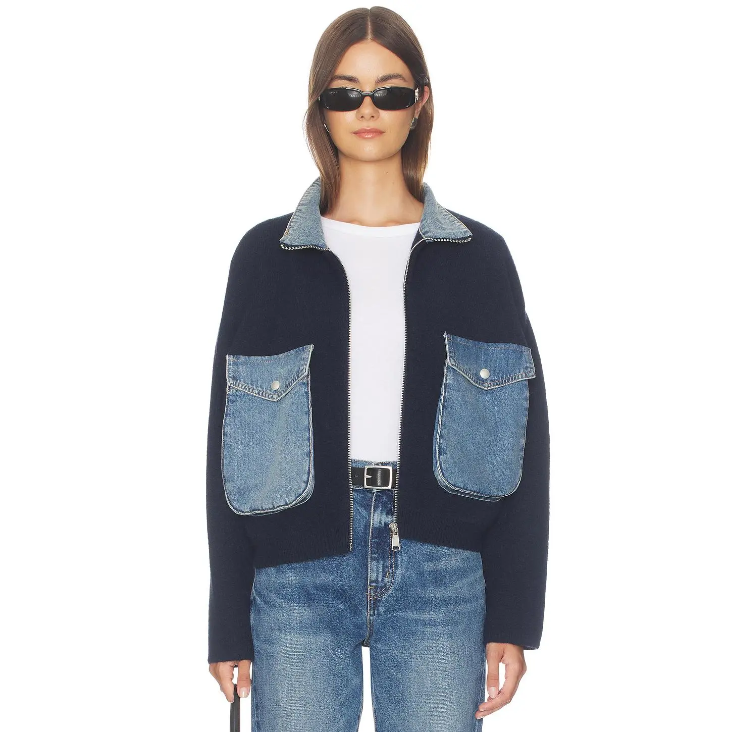 BLANKNYC Denim Track Jacket in Off The Clock