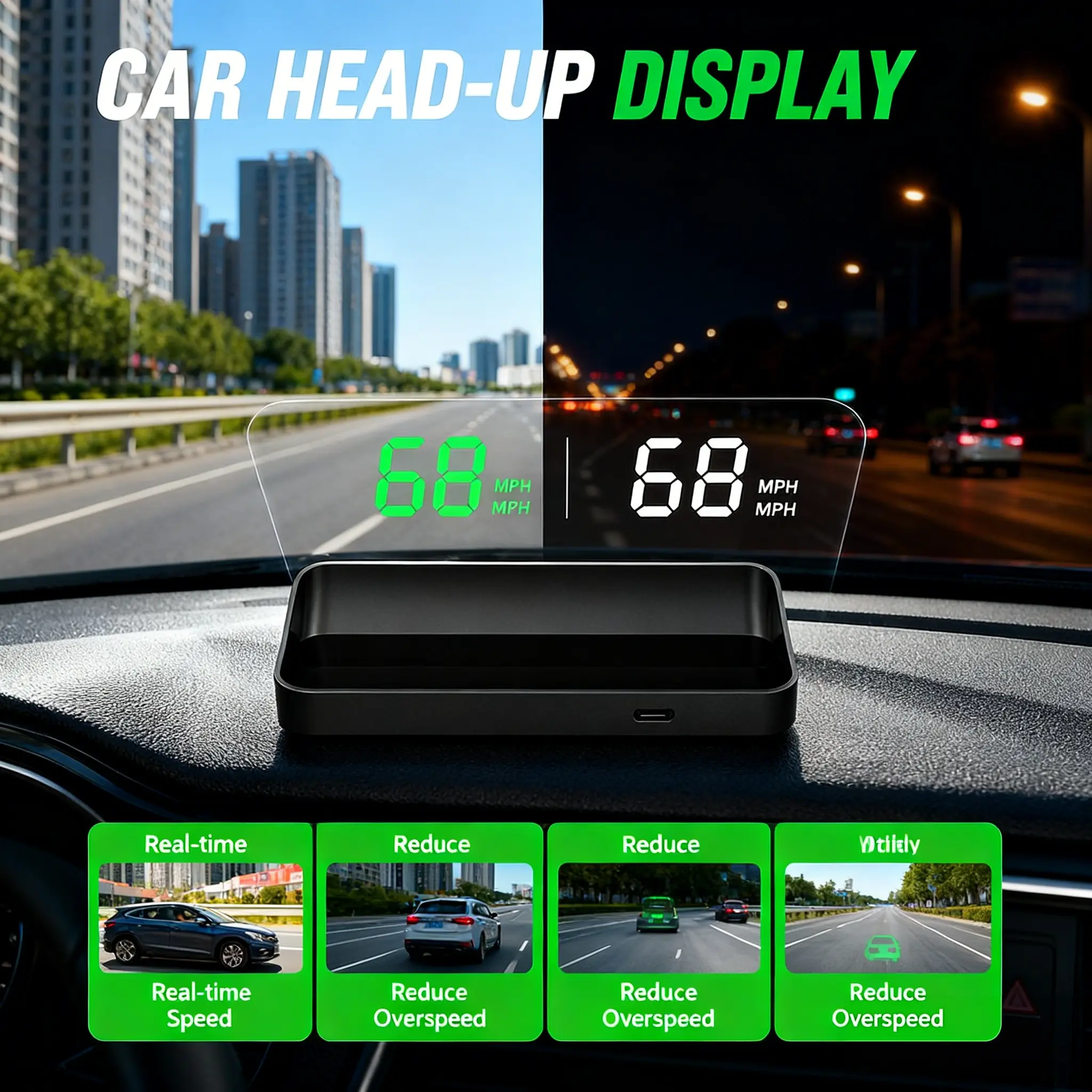 GPS HUD Speedometer for Cars, Car Head Up Display with Large Digital MPH Speed Display, USB Plug & Play Digital Speedometer, Dashboard Speed Gauge for Cars, Trucks & Motorcycles, Car Interior Accessories #GPSHUD #GPSSpeedometer #HeadsUpDisplay
