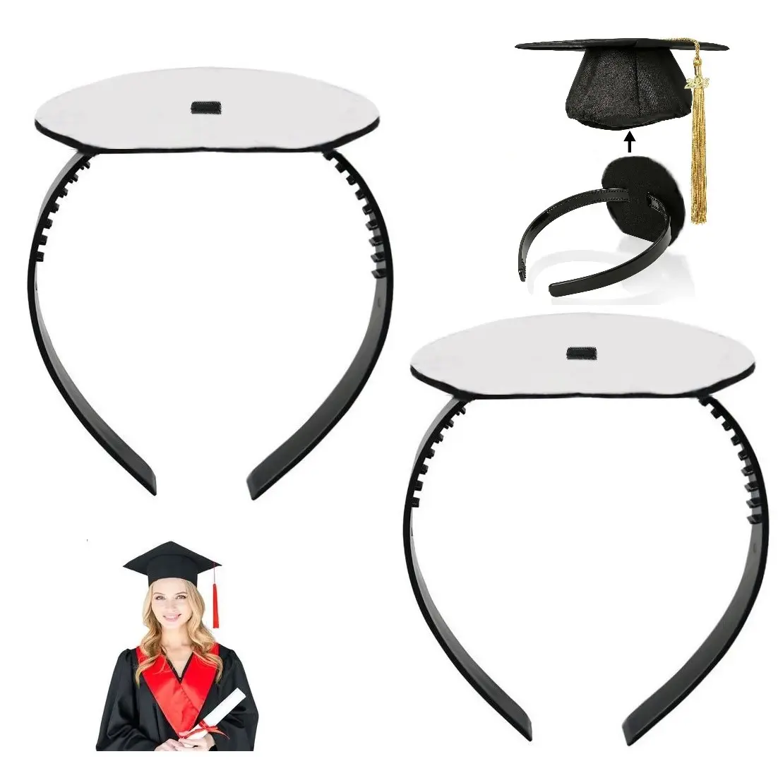 Grad Cap - Graduation Cap Headband - Keep Your Natural Hair on Grad Day and Secure Your Cap