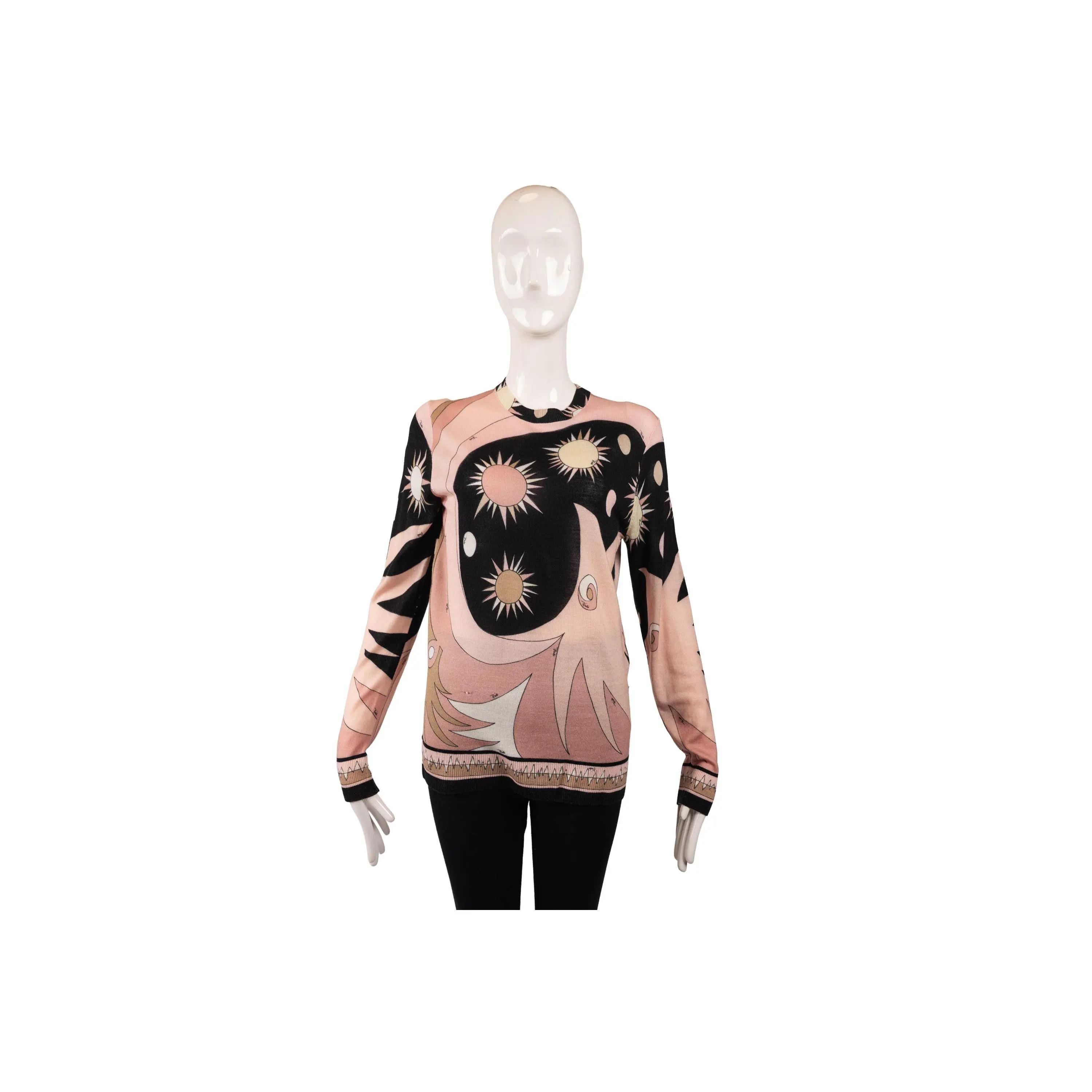 Emilio Pucci Pink Sun Print Swirl Sweater Size M