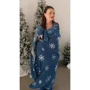 Adult Plush Throw Blanket in Snowflakes