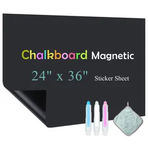 Chalk Board Contact Paper with Adhesive, 24" x 36" Magnetic Chalkboards for Wall, Wallpaper Sheets for Office for School and Kids, Includes Liquid Chalks Markers and Dishcloth and Magnet office whiteboard