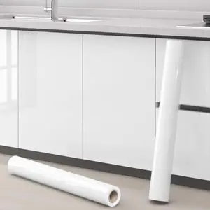 Solid Color Self-adhesive Wallpaper, Glossy Wall Sticker, Removable Decorative Sticker for Kitchen Cabinets & Bathroom Countertops, Peel And Stick Wallpaper Designs