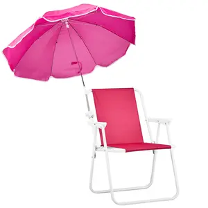 Adult Foldable Beach Chair with Umbrella - Lightweight Folding Camping Chair, Compact Collapsible & Heavy-Duty (265lbs Capacity) with Weight Enhancer Tools & Tarp, for Travel, Picnic, Foldable Chairs, Compact Collapsible Chairs