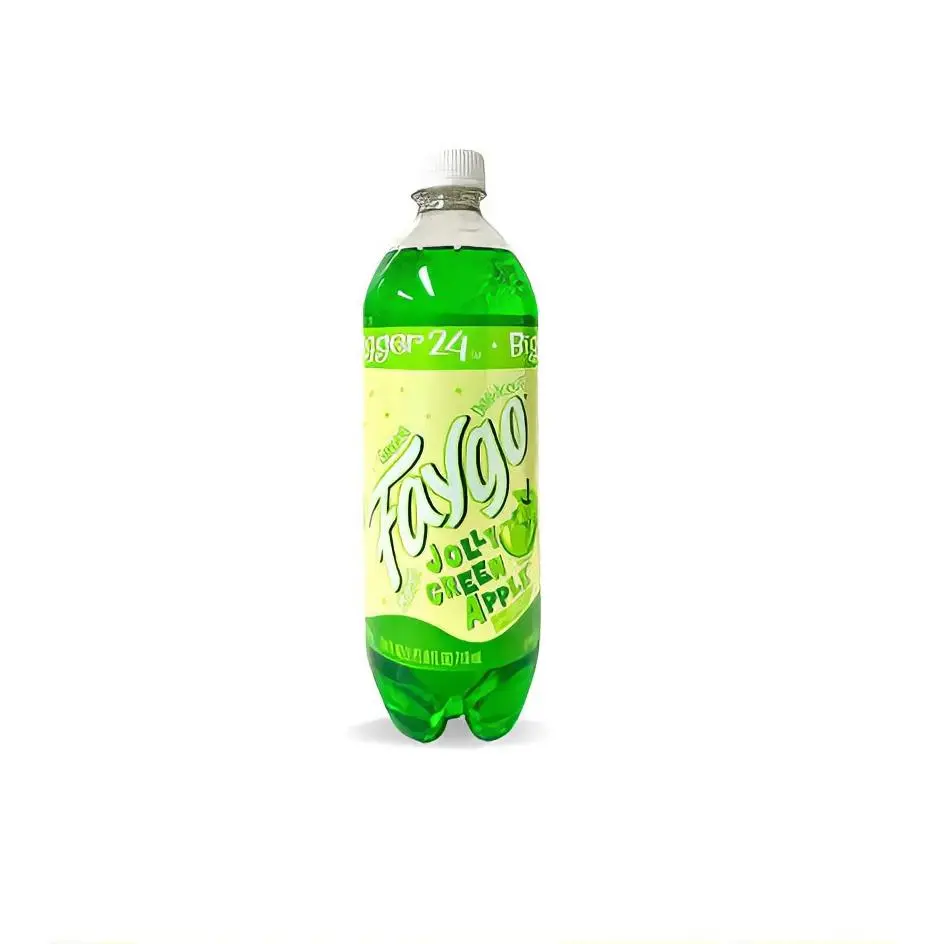 Faygo Jolly Green Apple Soda 24 oz Bottle Refreshing Taste & Signature Flavor